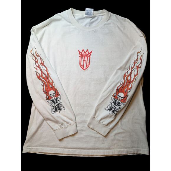 VTG West Coast Chopper CFL Series Skull Fire Flame Long Sleeve TShirt XXL Harley - Picture 1 of 9